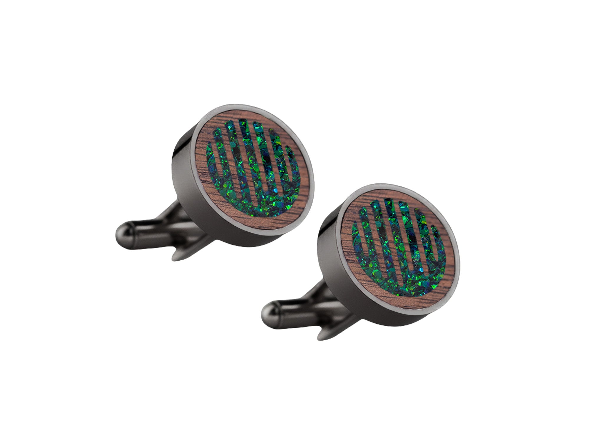 Raindrop Cufflinks Walnut