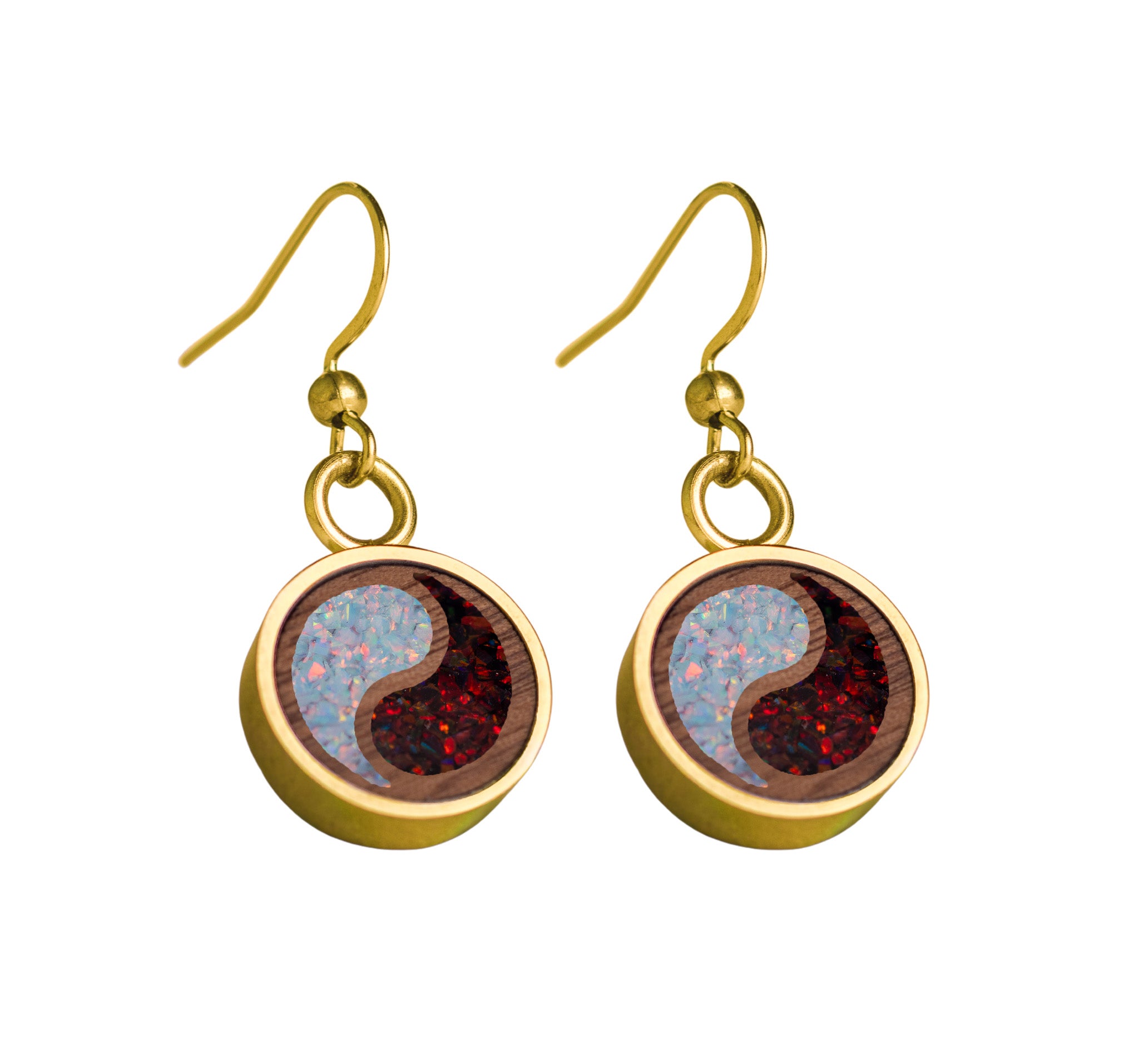 Yin Yang Earrings Walnut