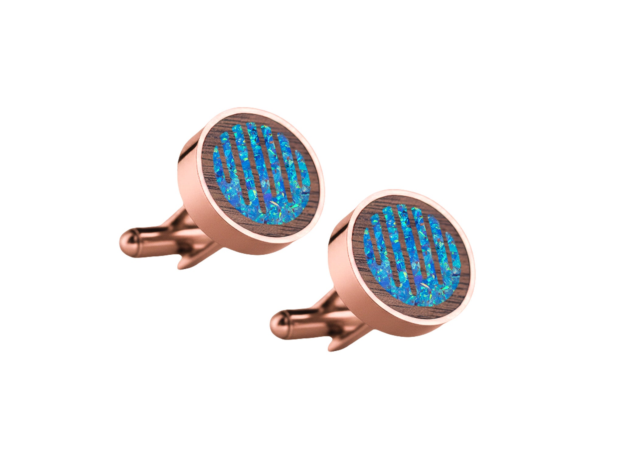 Raindrop Cufflinks Walnut