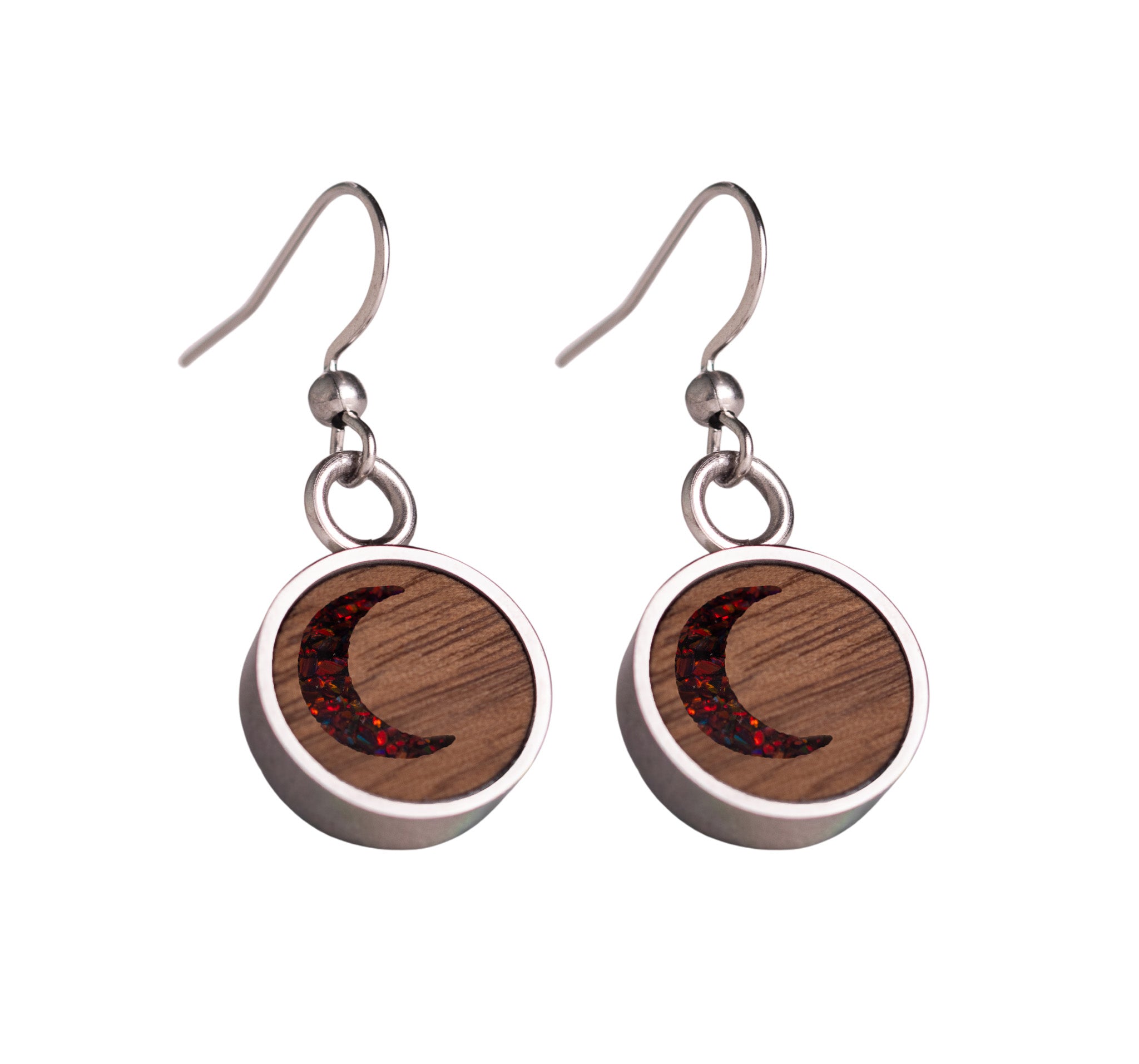Moon Earrings Walnut
