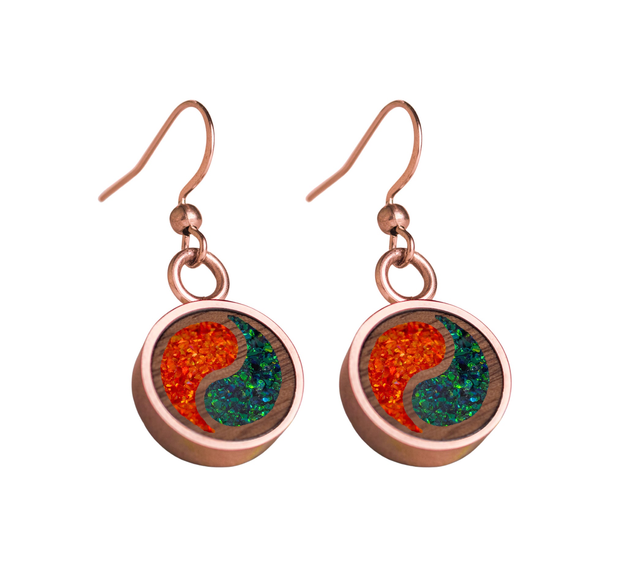 Yin Yang Earrings Walnut