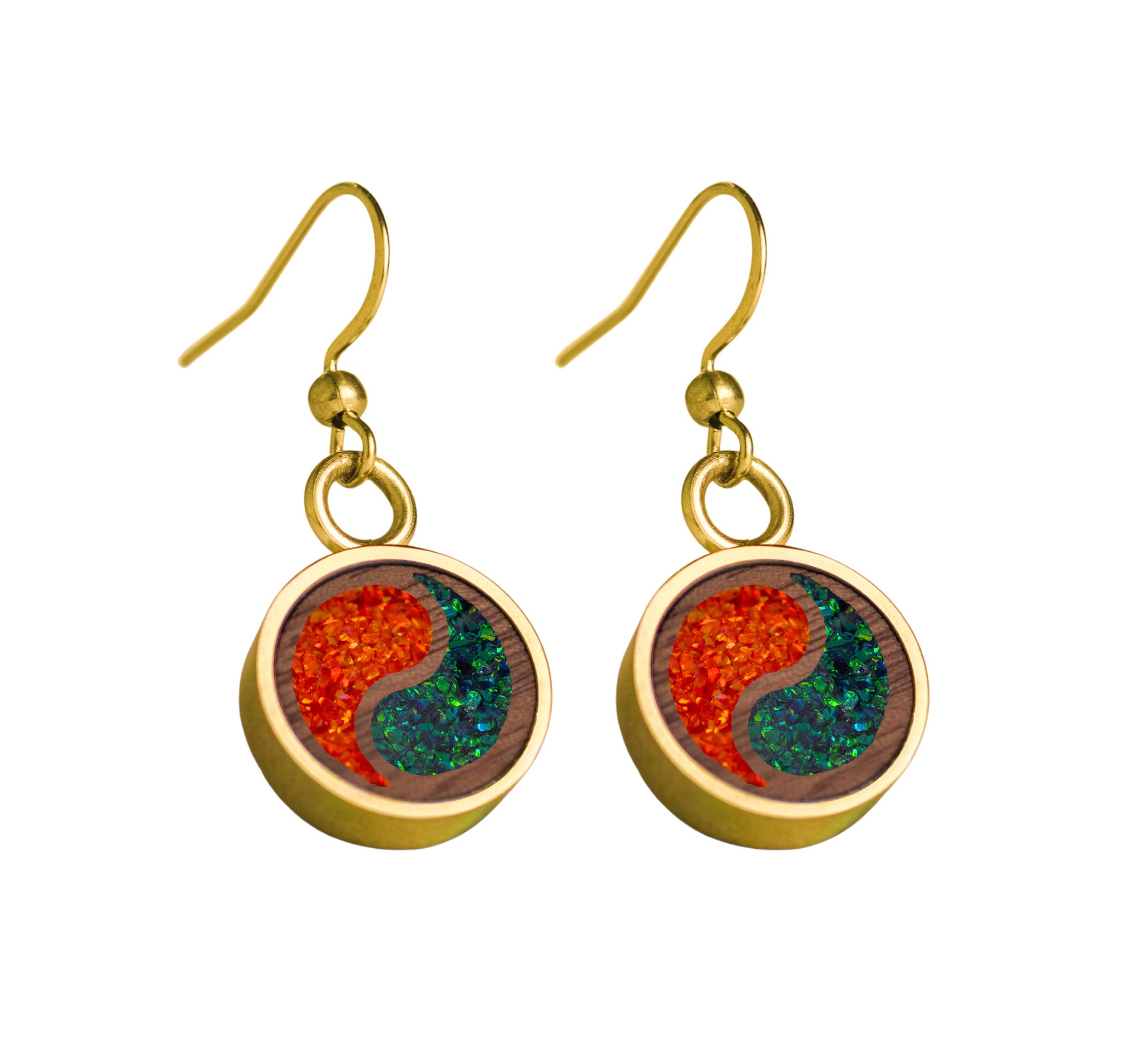 Yin Yang Earrings Walnut