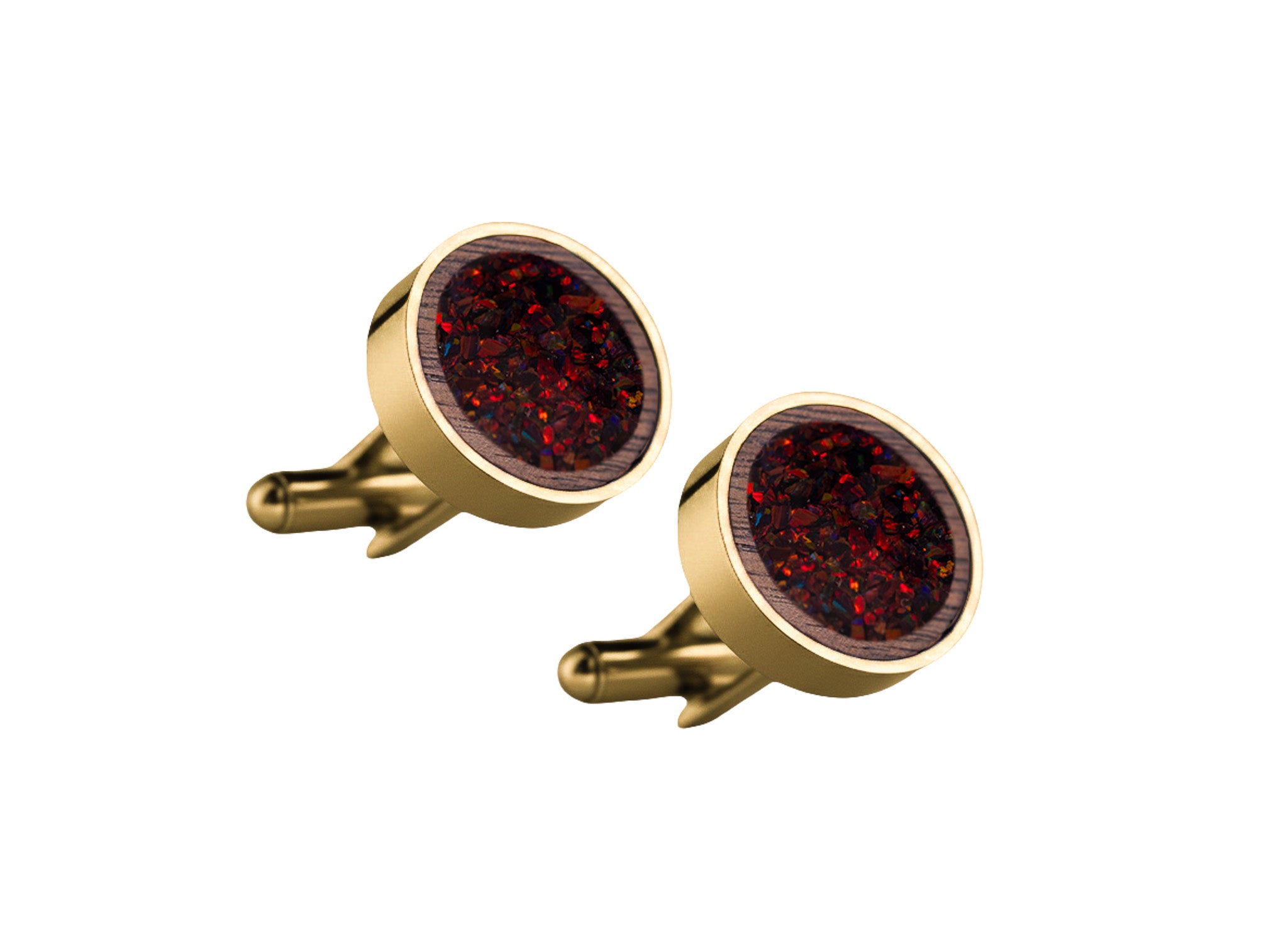Circle Cufflinks Walnut