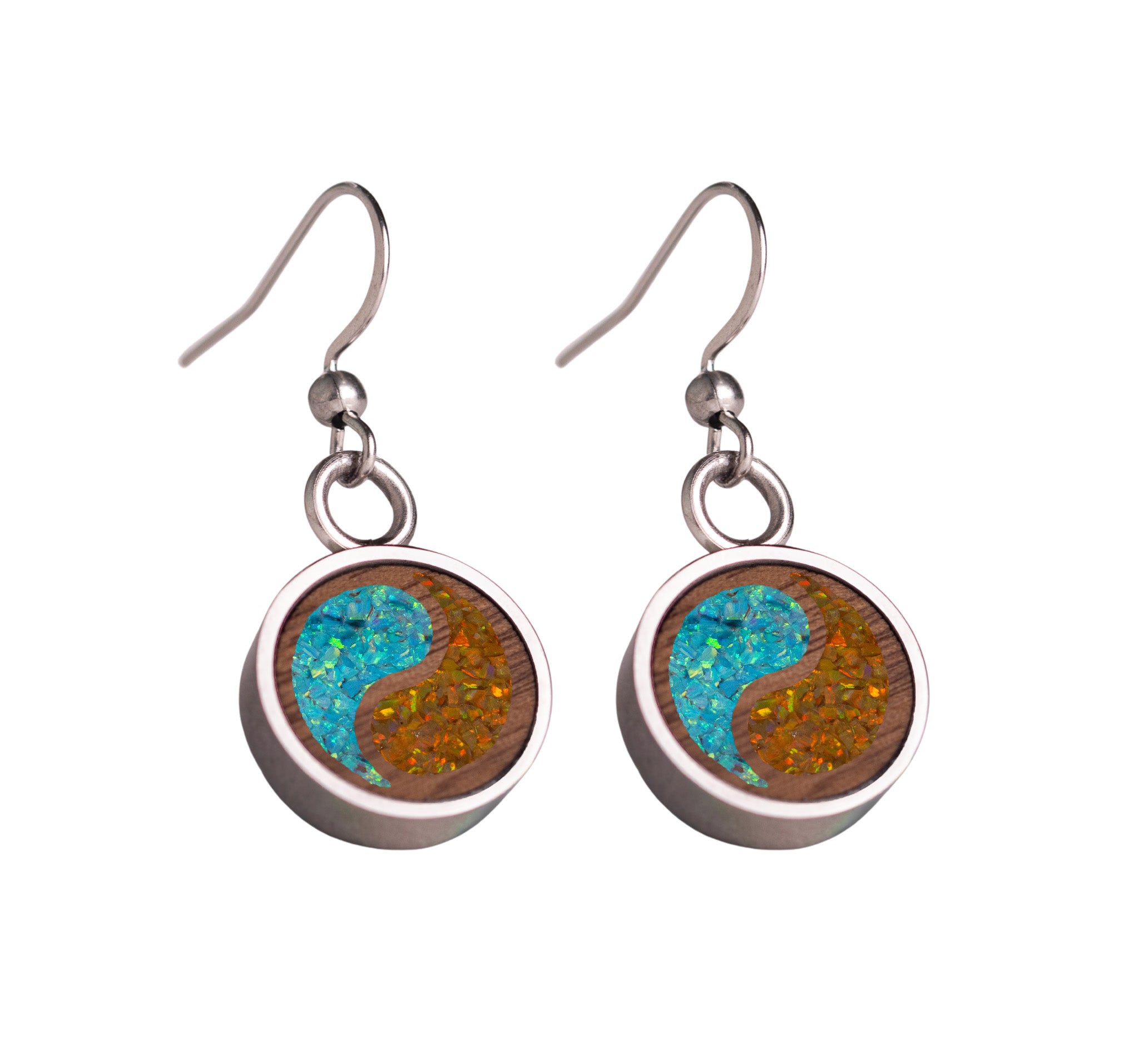 Yin Yang Earrings Walnut