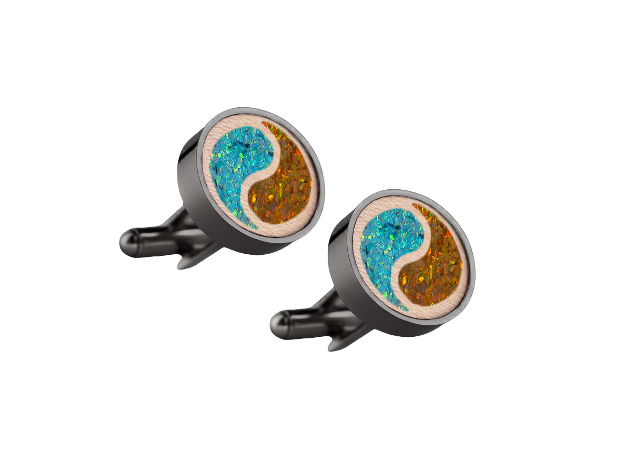 Yin Yang Cufflinks Maple