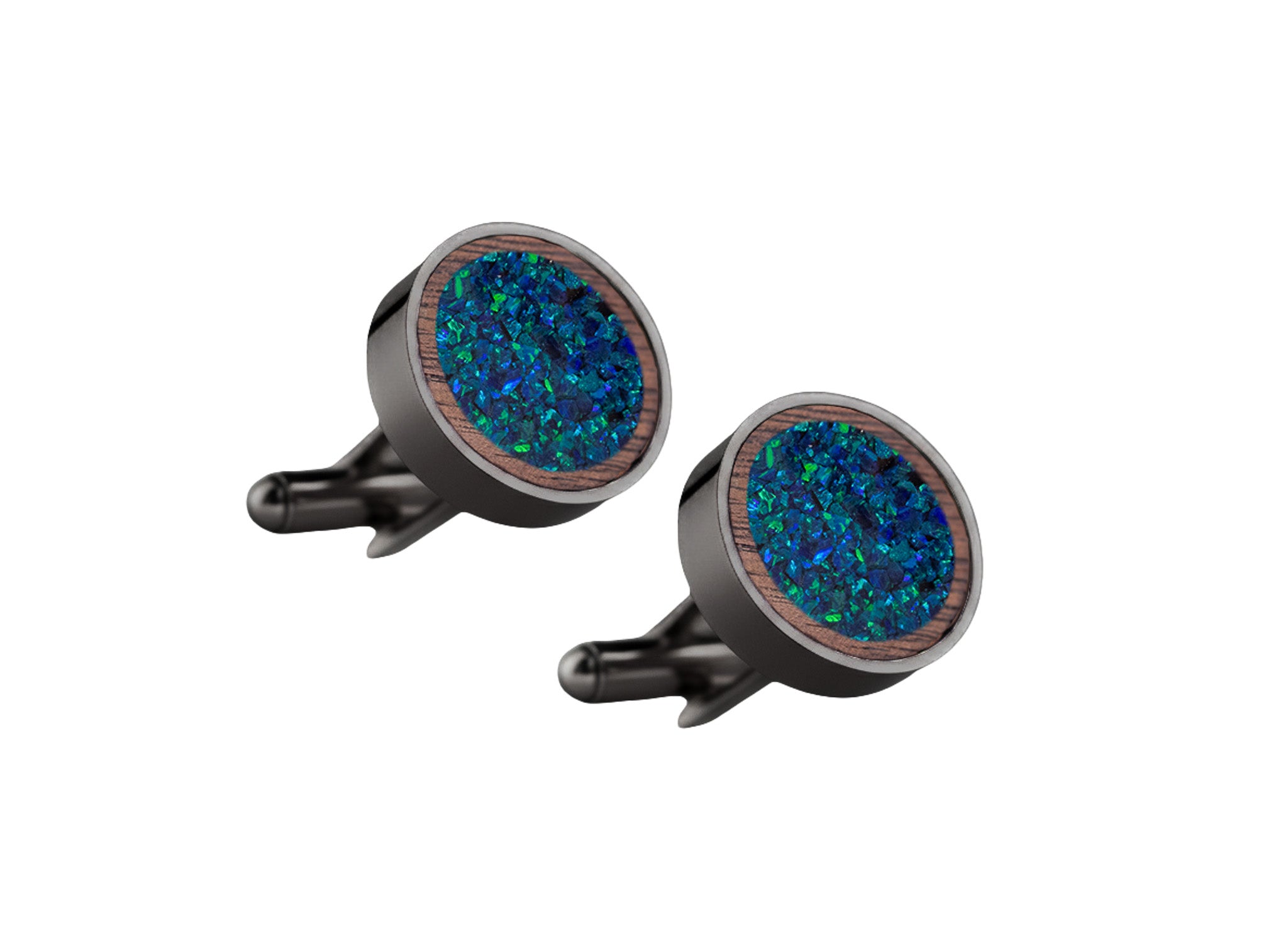Circle Cufflinks Walnut