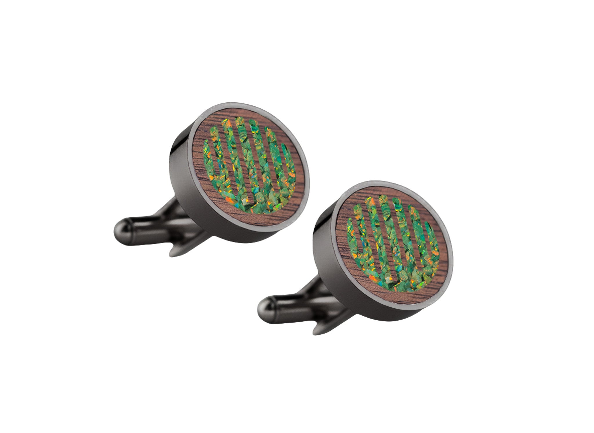 Raindrop Cufflinks Walnut