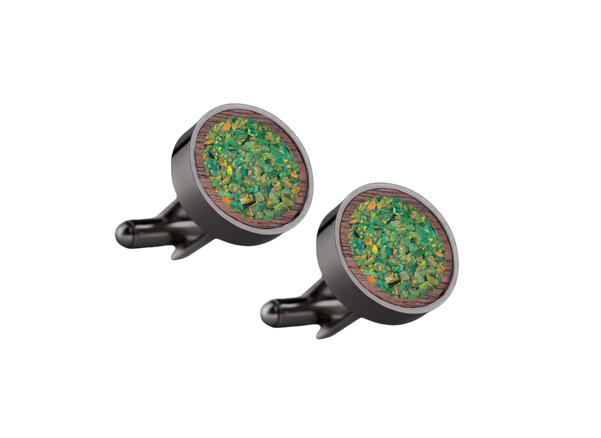 Circle Cufflinks Walnut