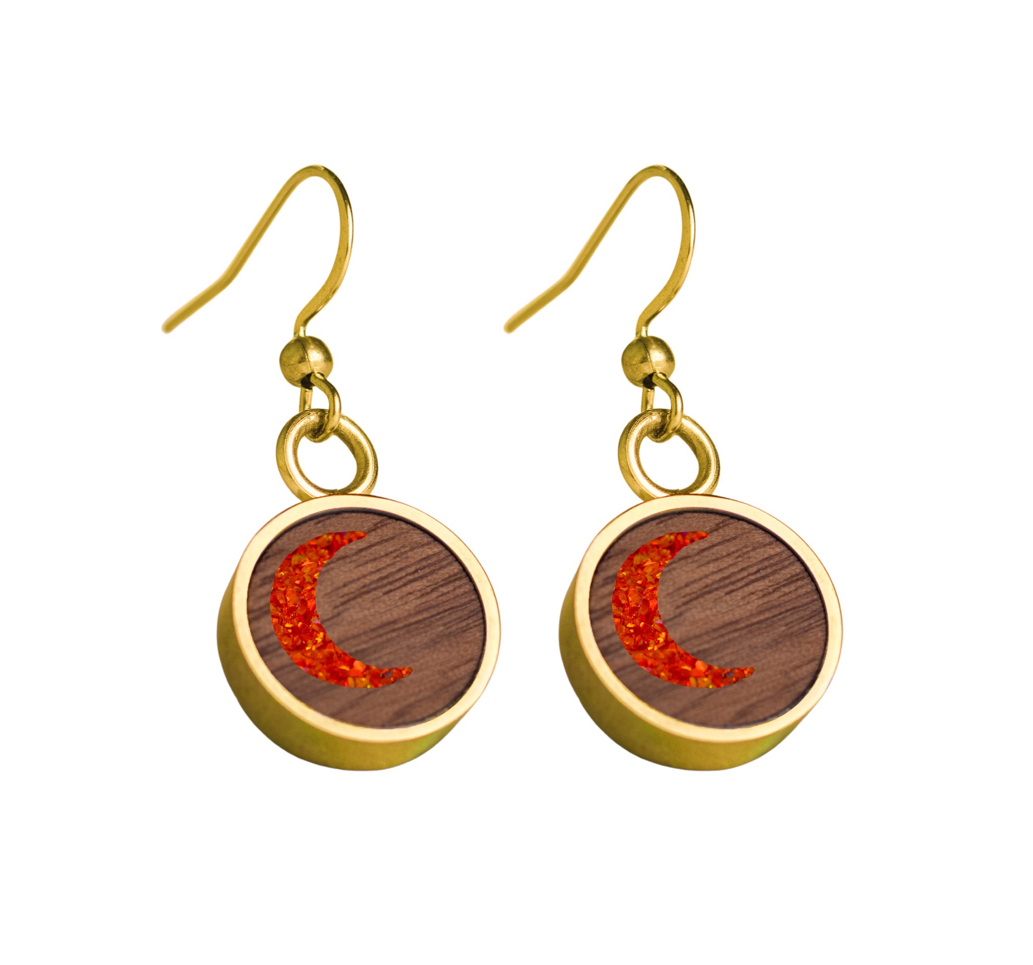 Moon Earrings Walnut