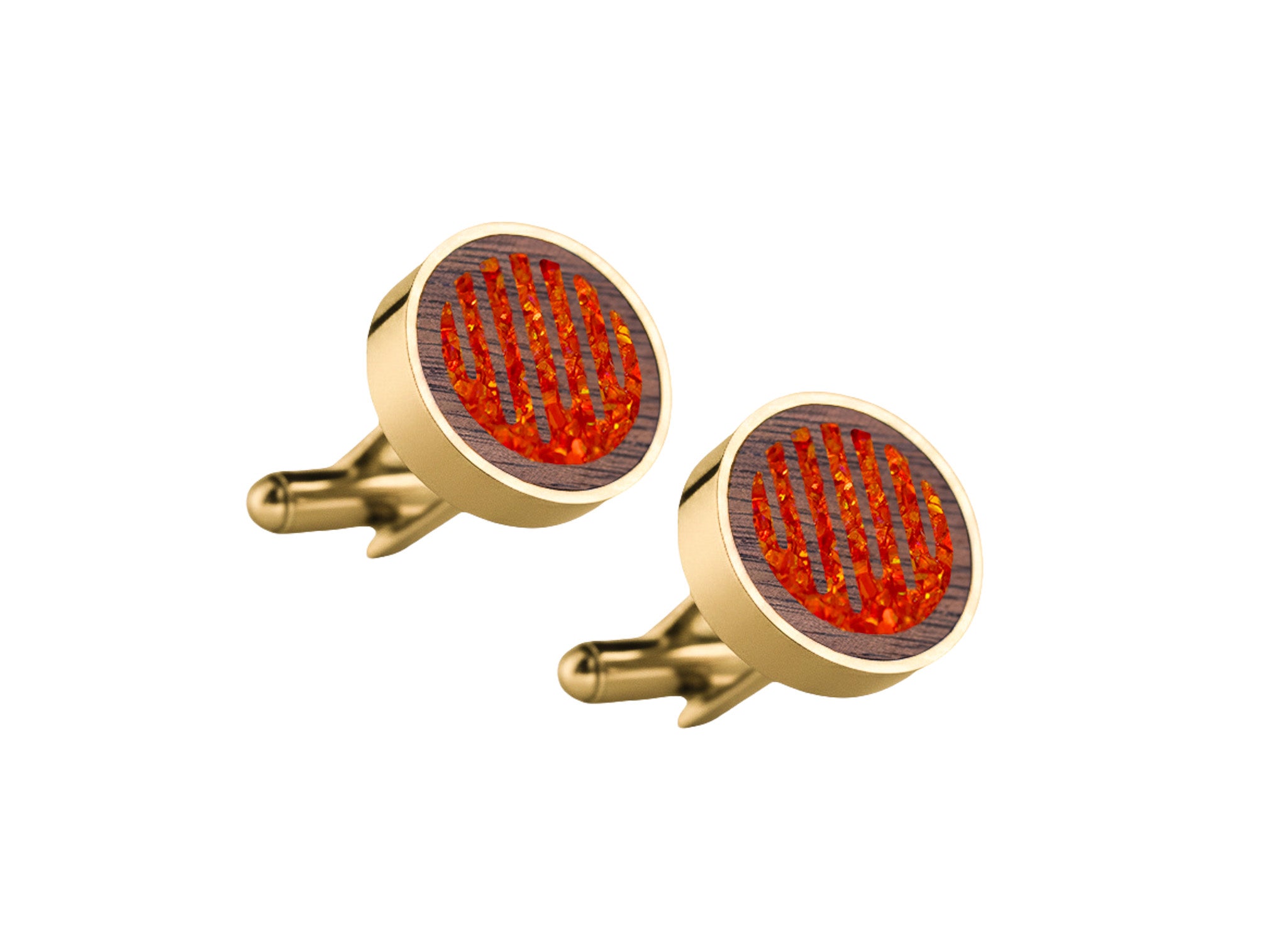 Raindrop Cufflinks Walnut