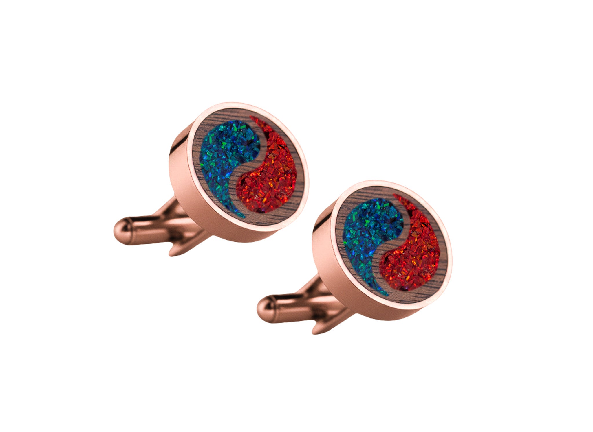 Yin Yang Cufflinks Walnut