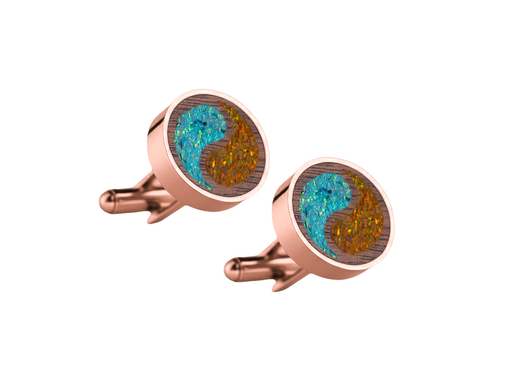 Yin Yang Cufflinks Walnut