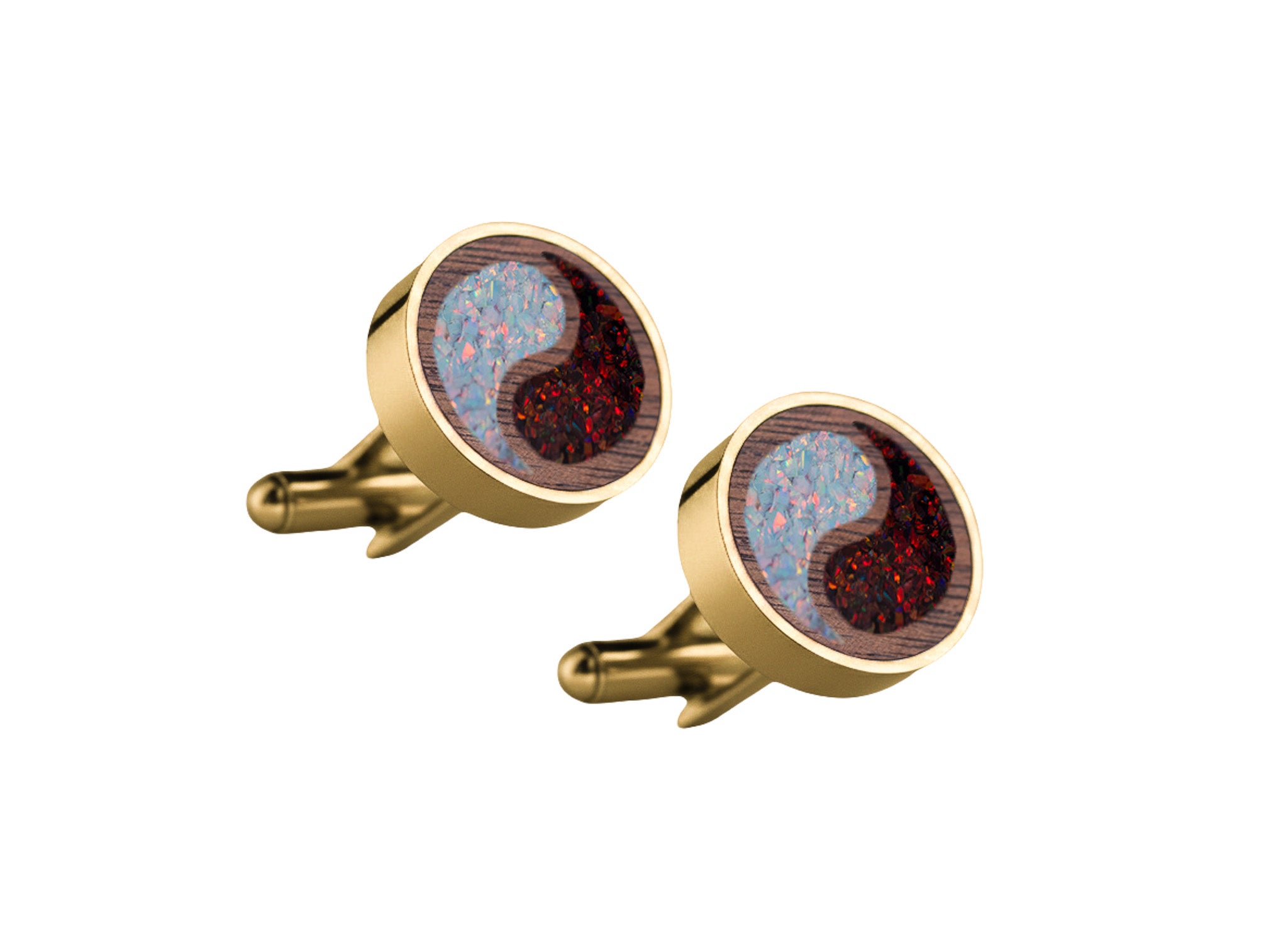 Yin Yang Cufflinks Walnut