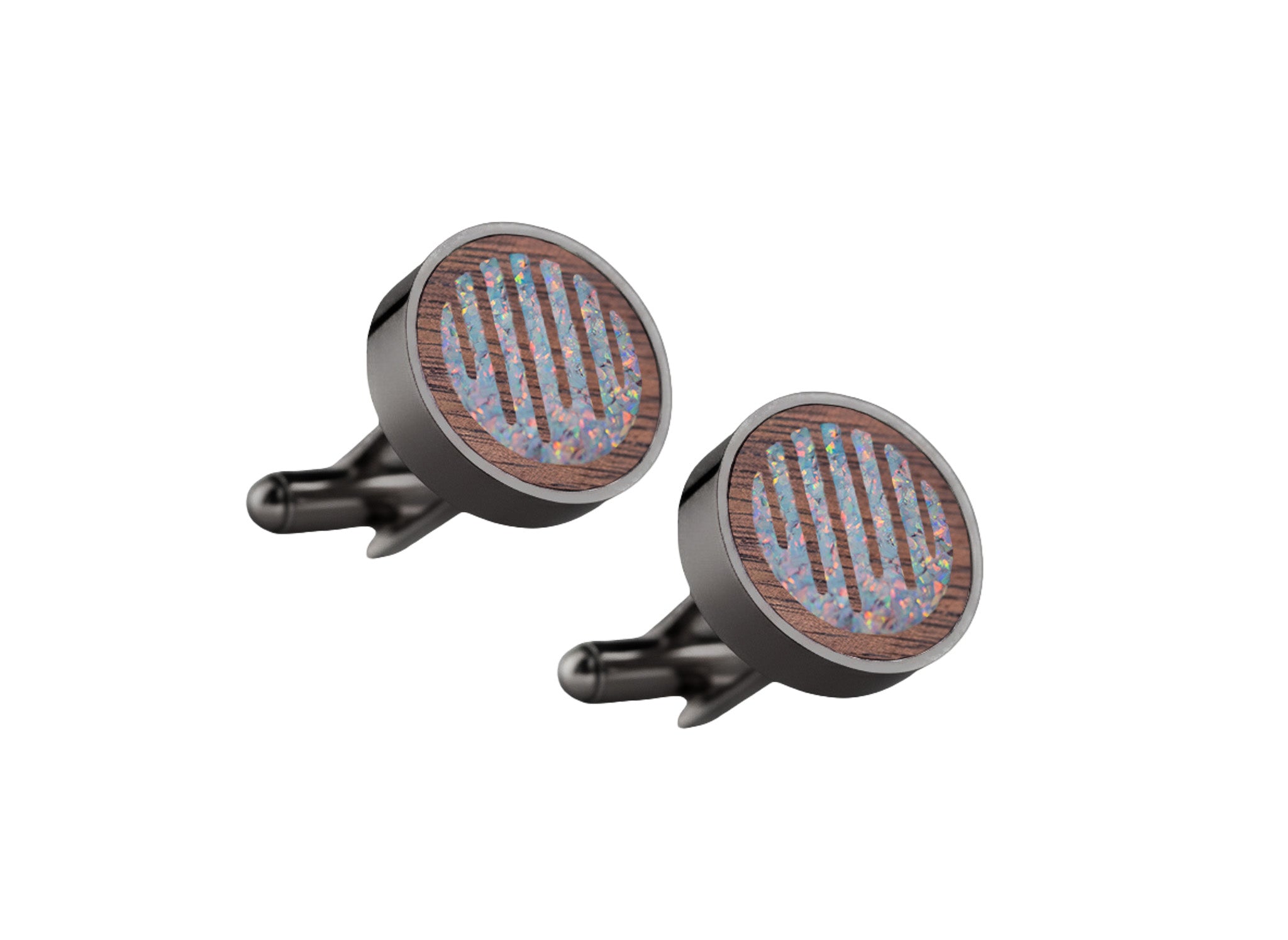 Raindrop Cufflinks Walnut