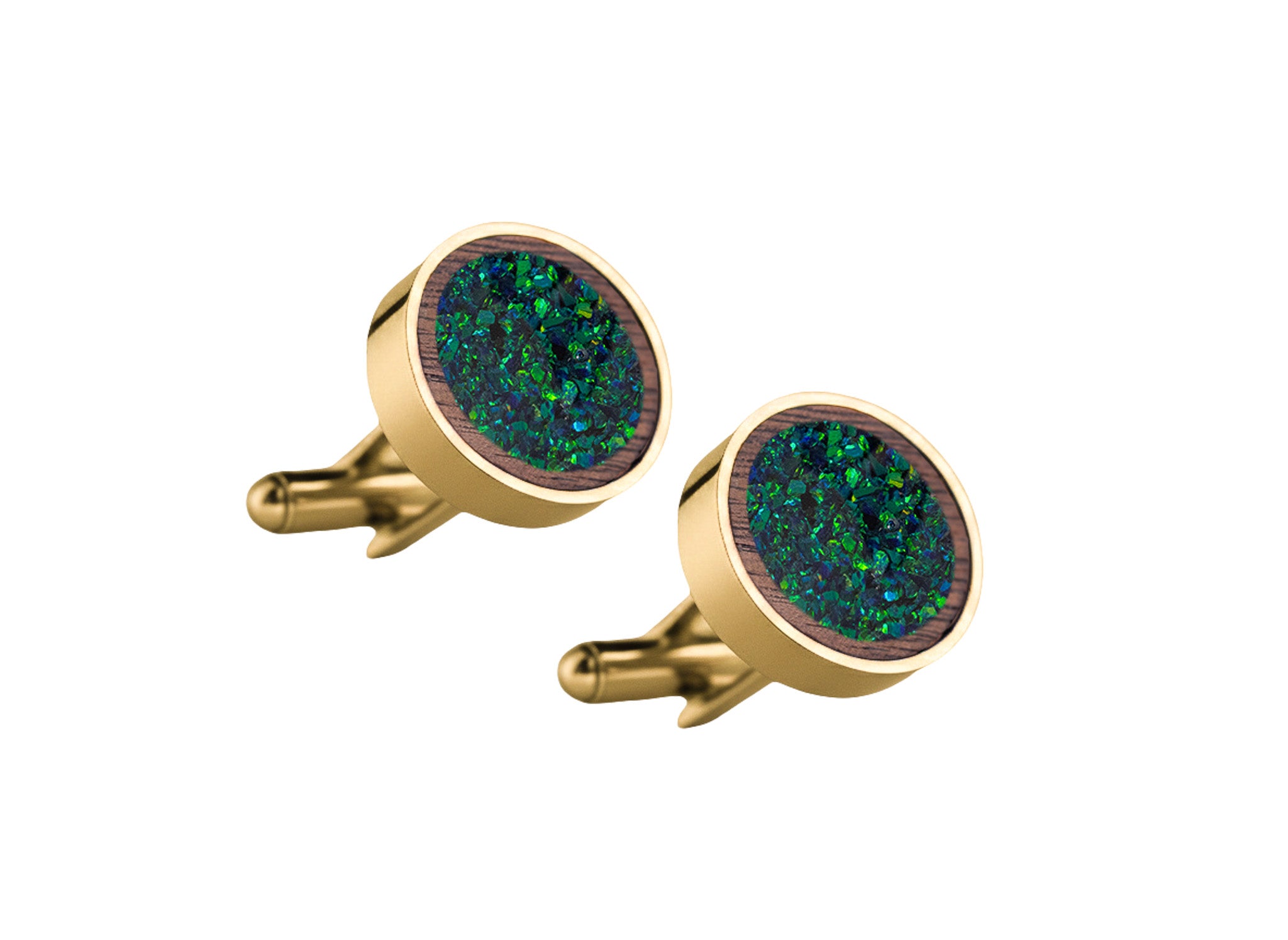 Circle Cufflinks Walnut