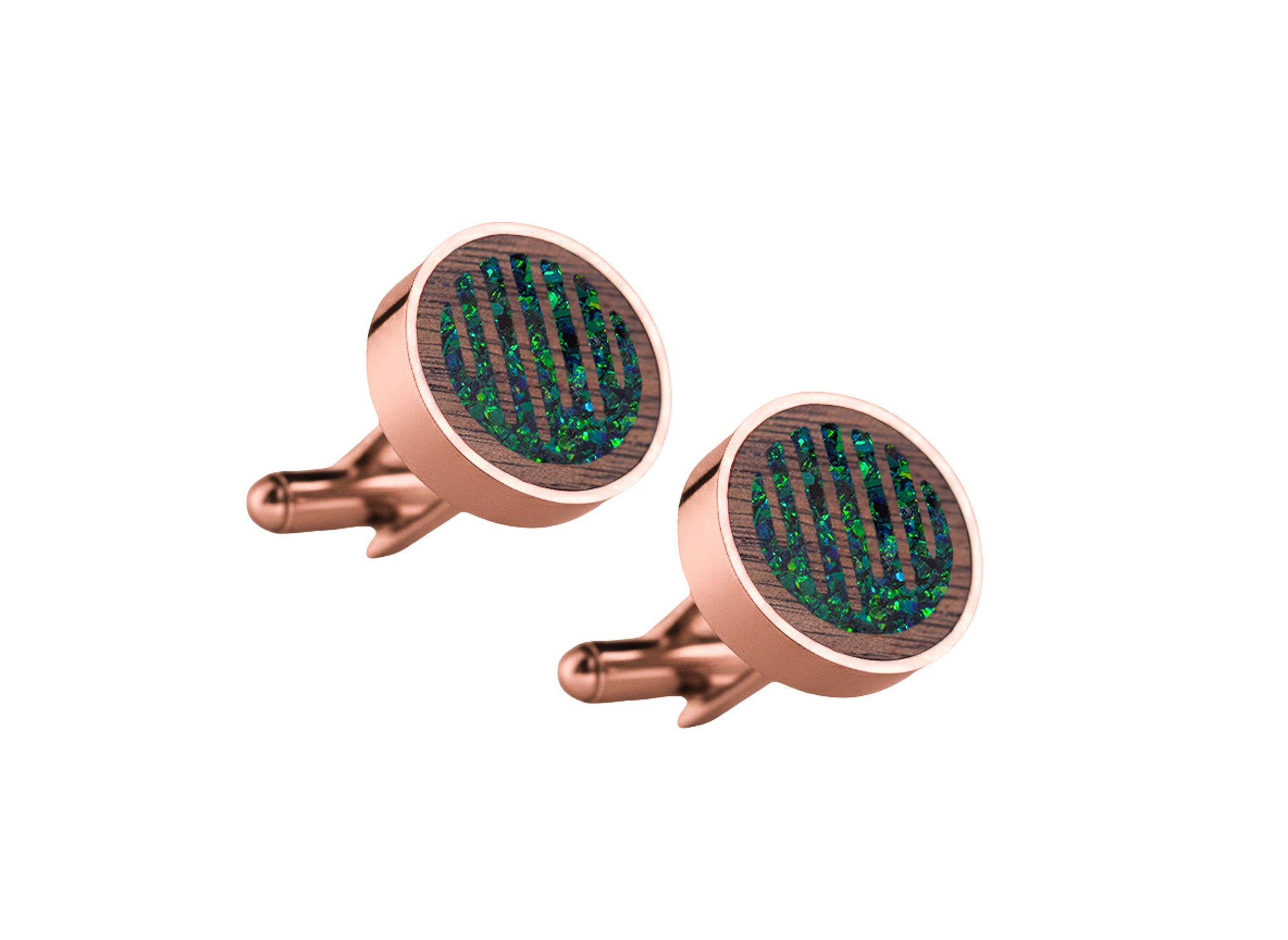 Raindrop Cufflinks Walnut