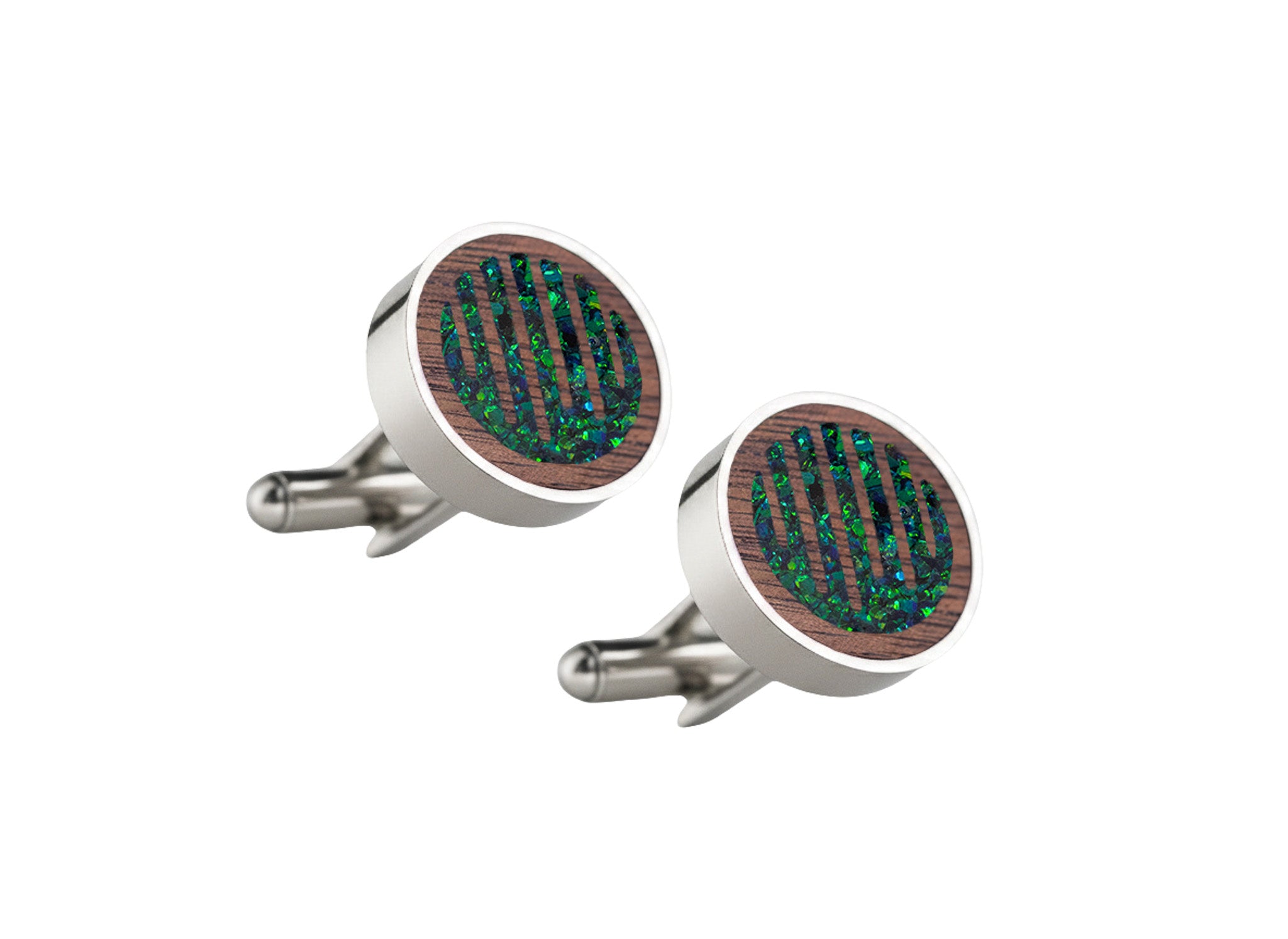 Raindrop Cufflinks Walnut