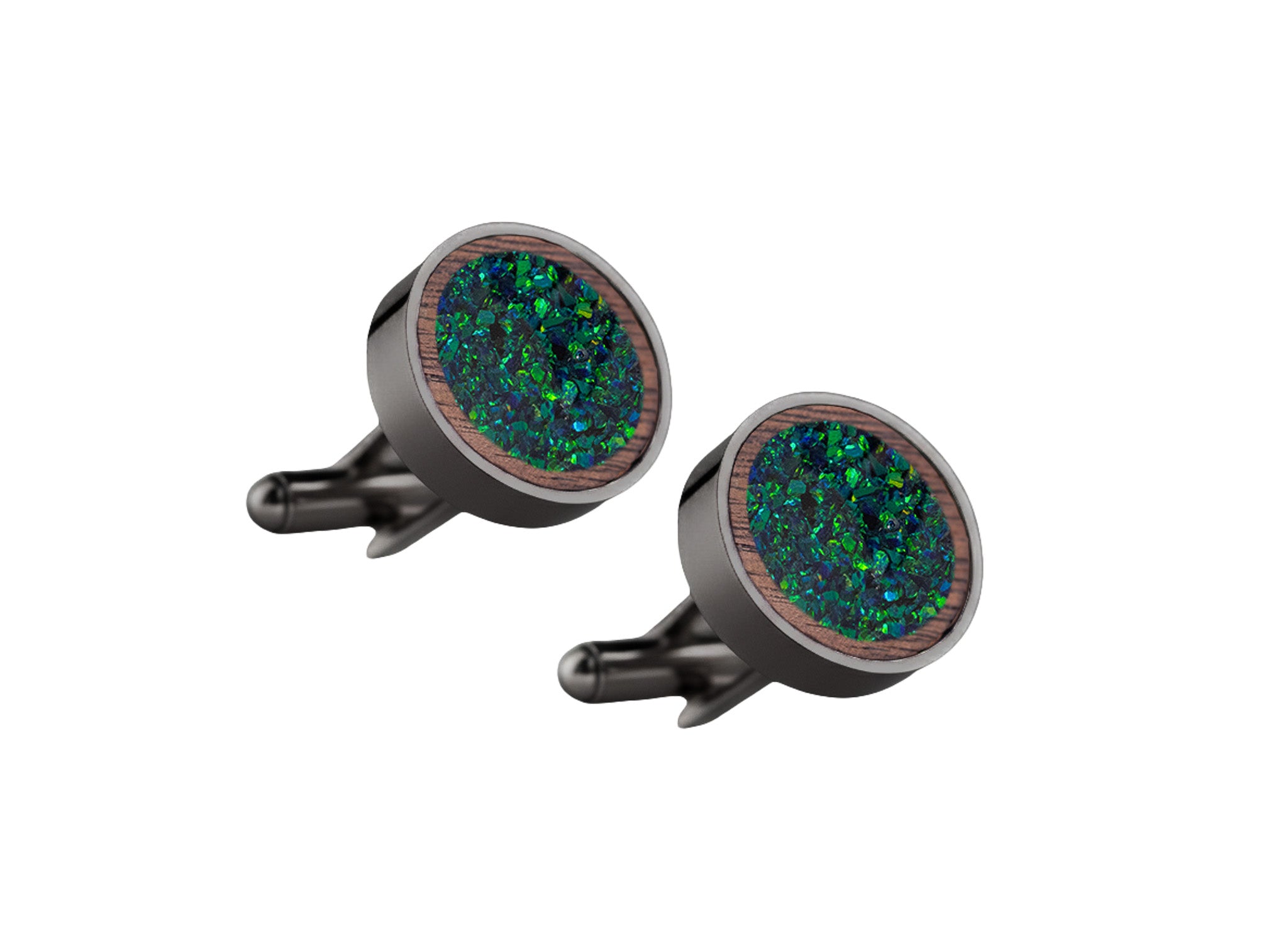 Circle Cufflinks Walnut