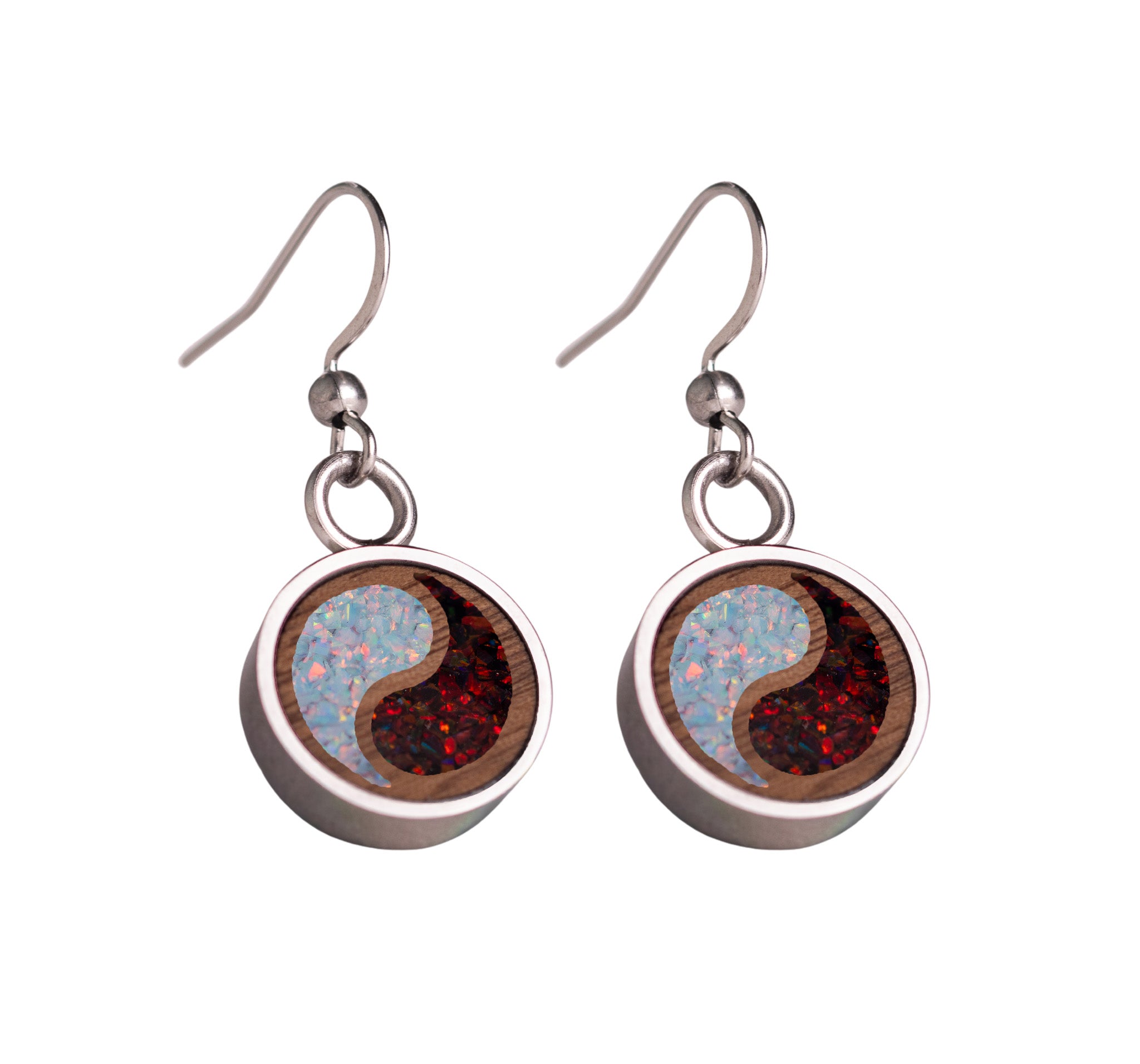 Yin Yang Earrings Walnut