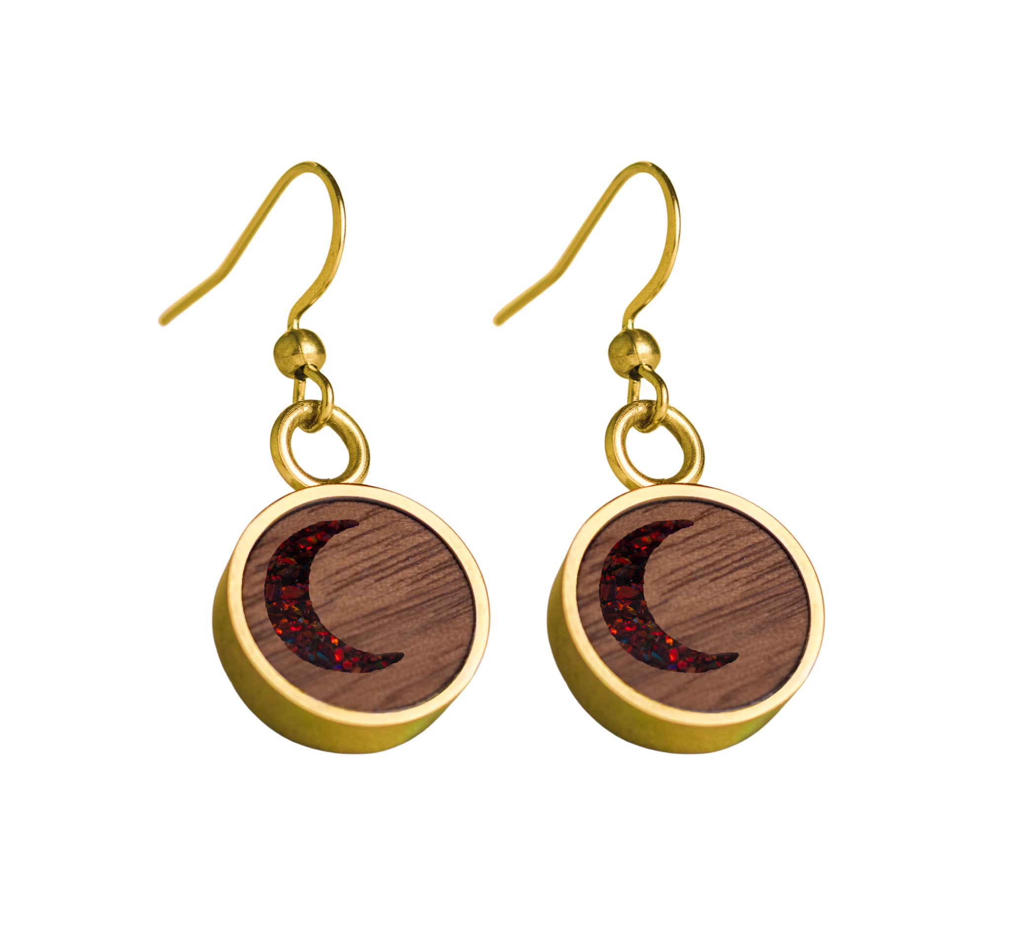 Moon Earrings Walnut