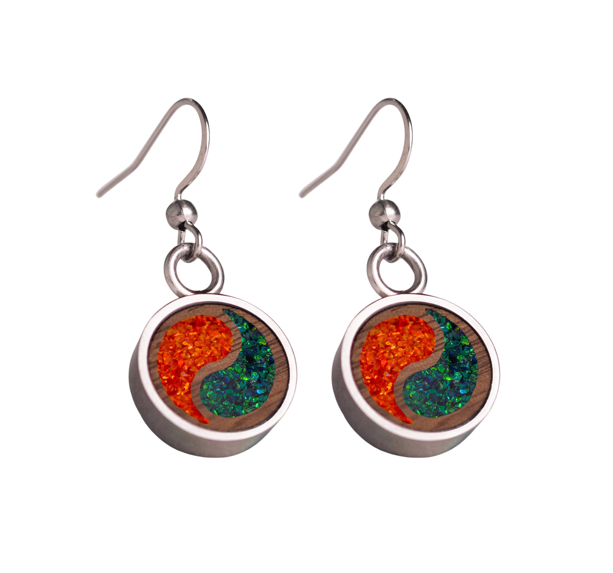 Yin Yang Earrings Walnut
