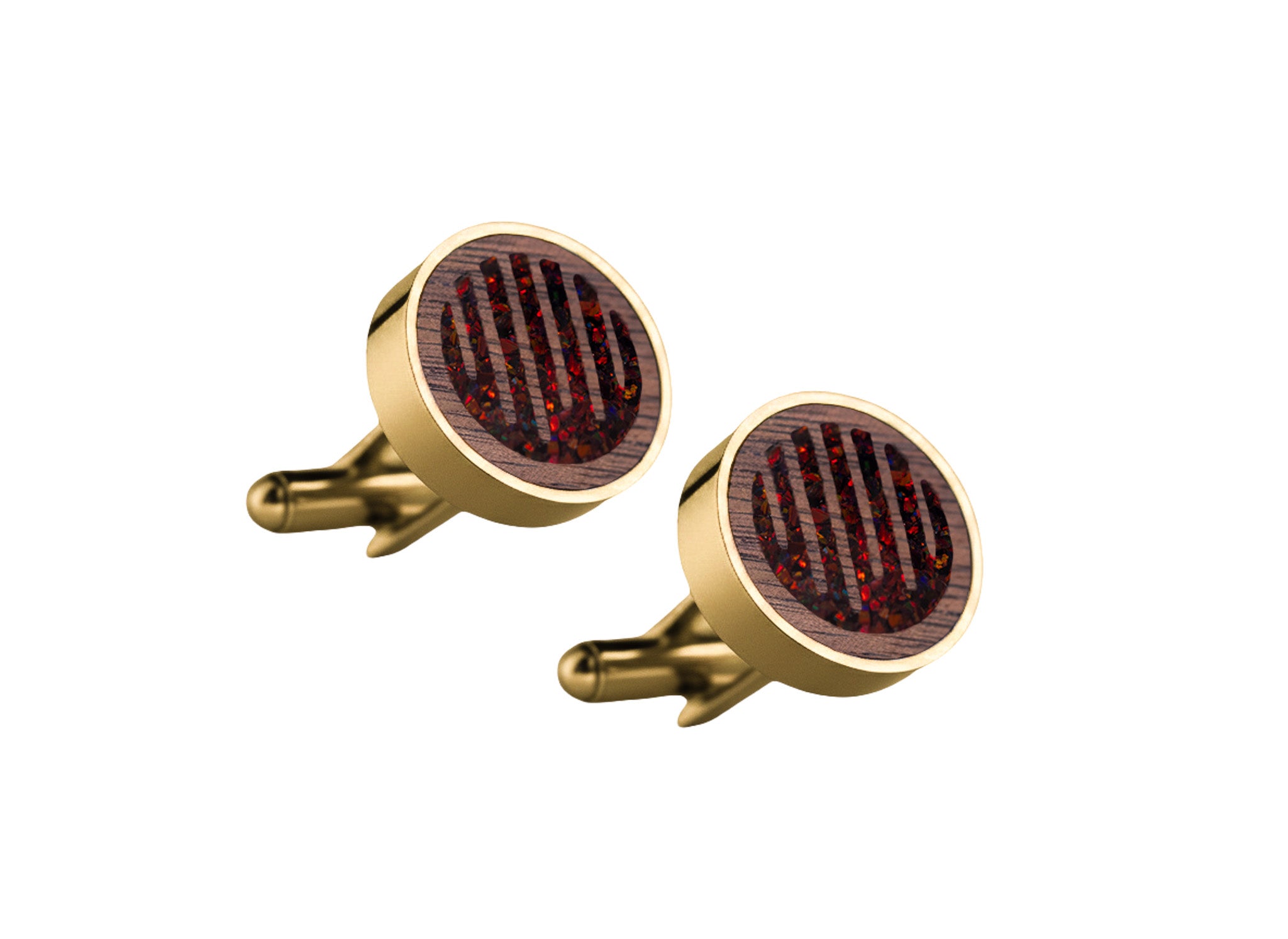 Raindrop Cufflinks Walnut