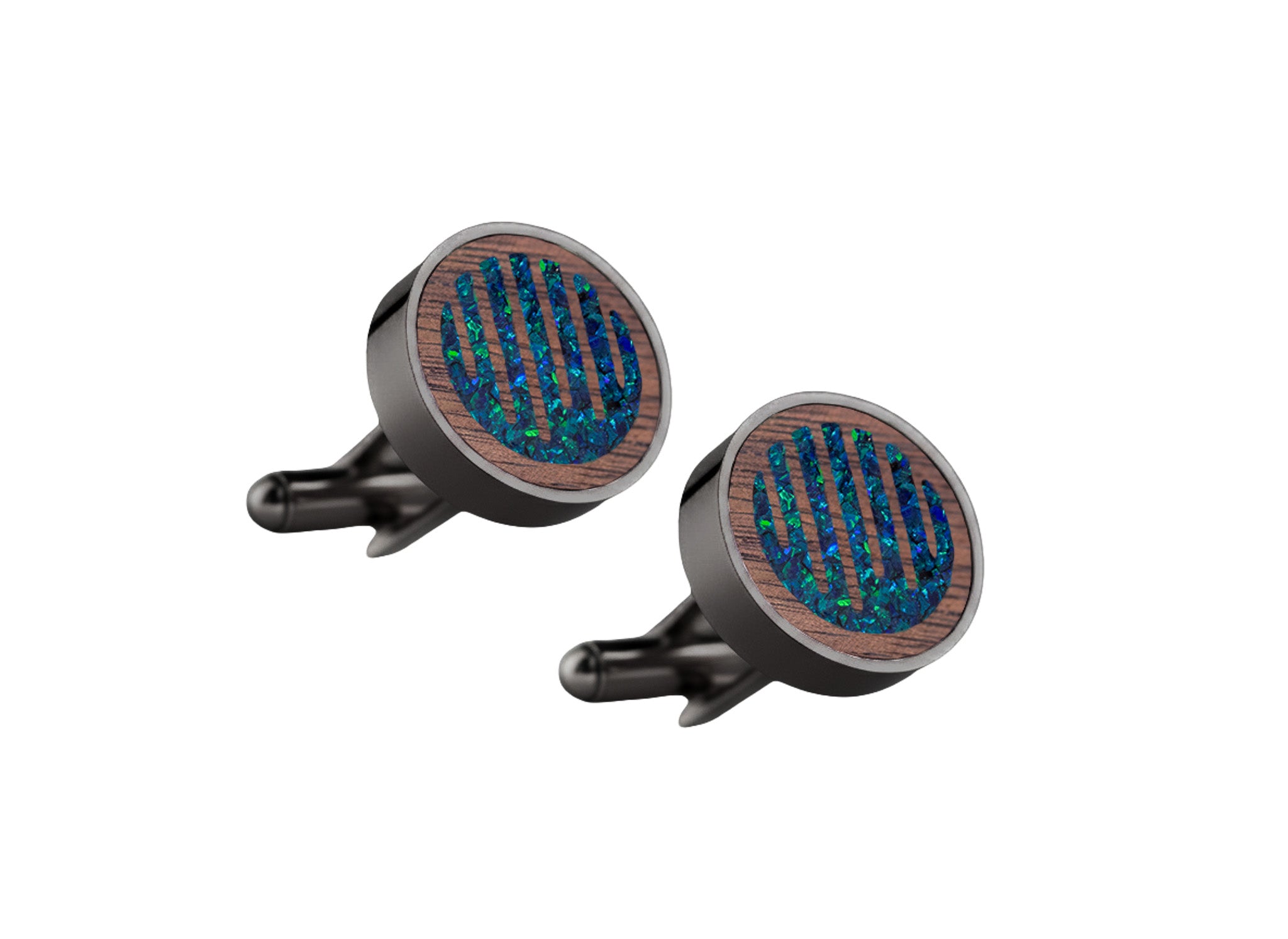 Raindrop Cufflinks Walnut