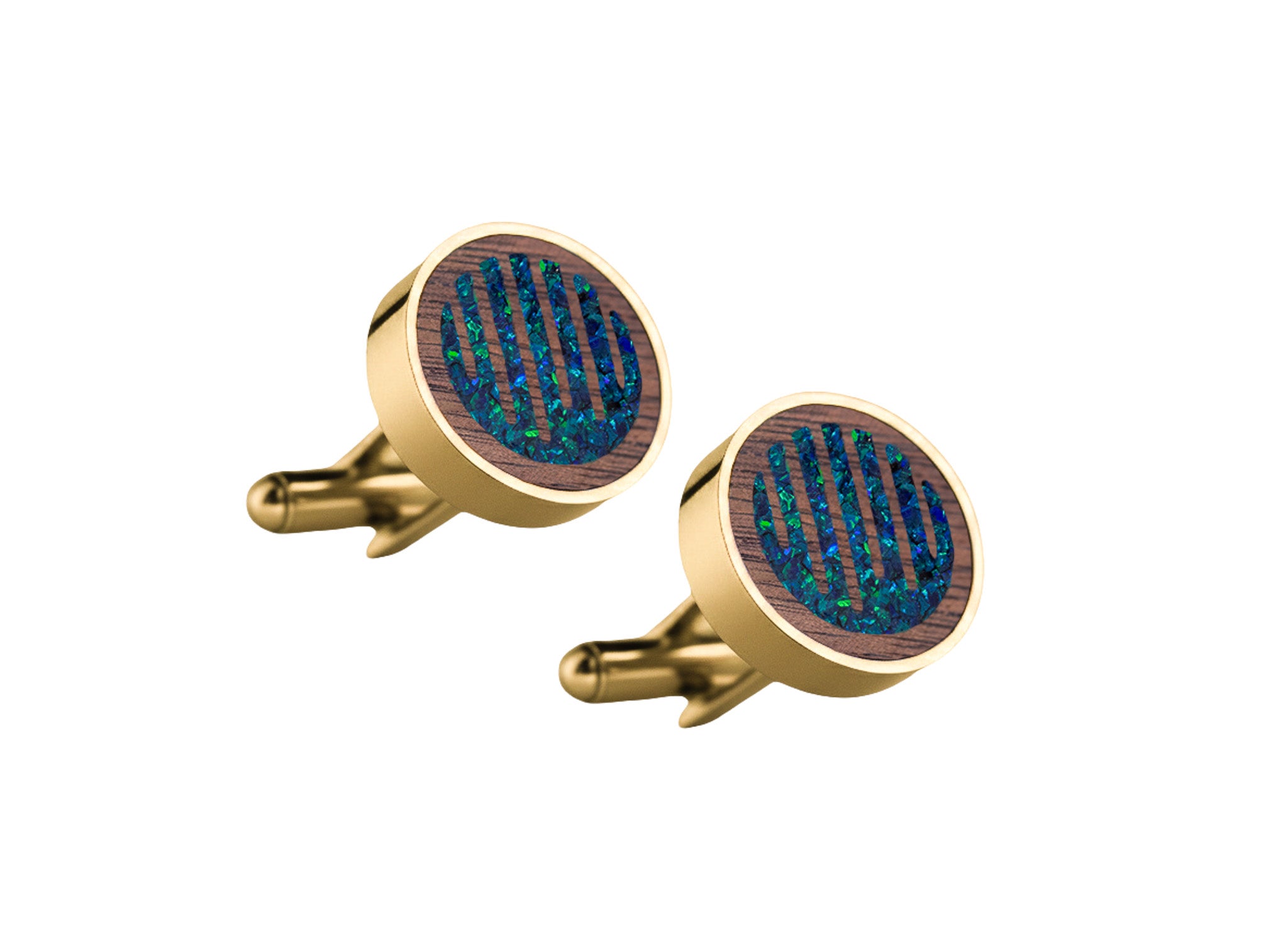 Raindrop Cufflinks Walnut
