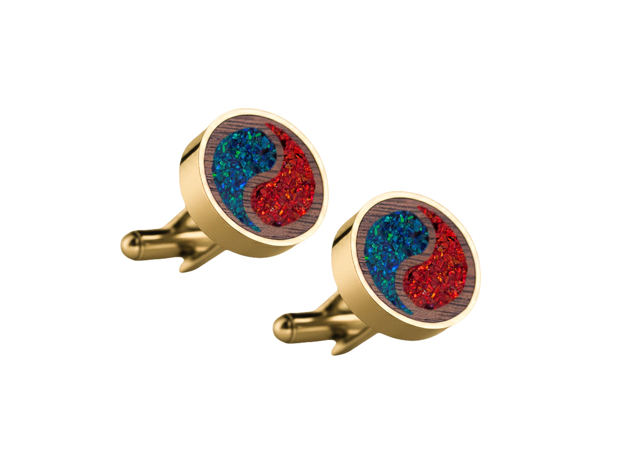Yin Yang Cufflinks Walnut