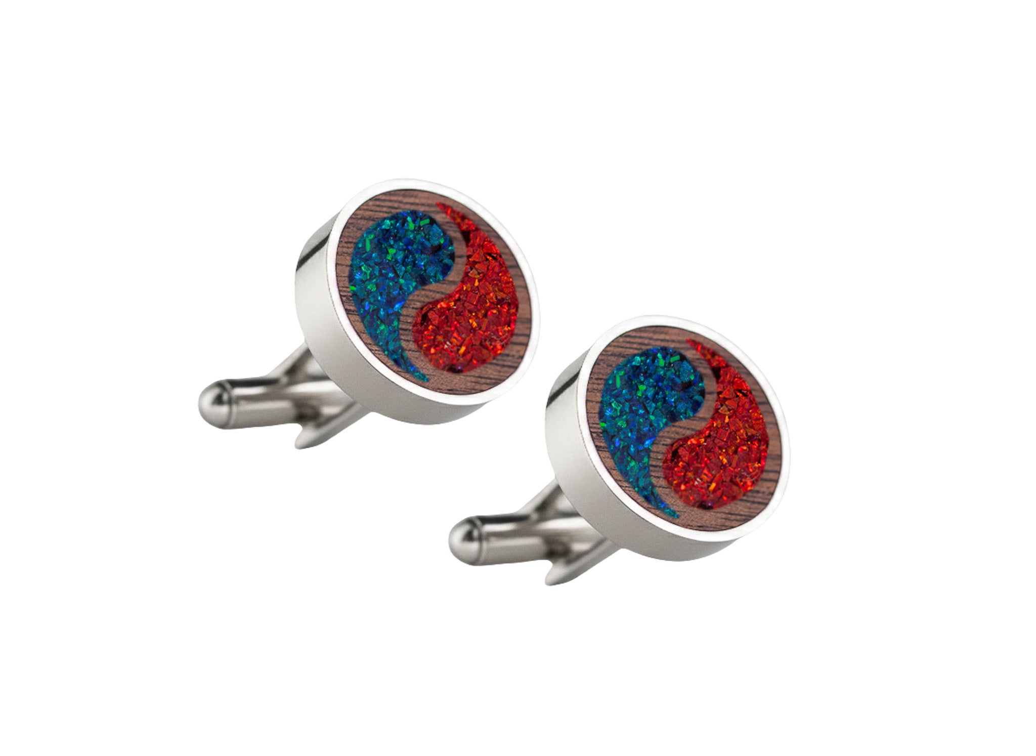 Yin Yang Cufflinks Walnut