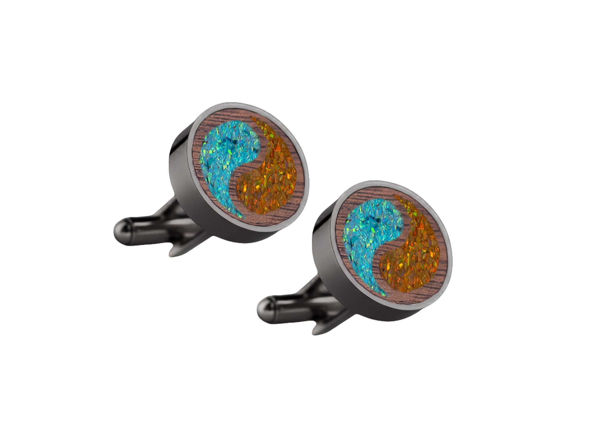 Yin Yang Cufflinks Walnut