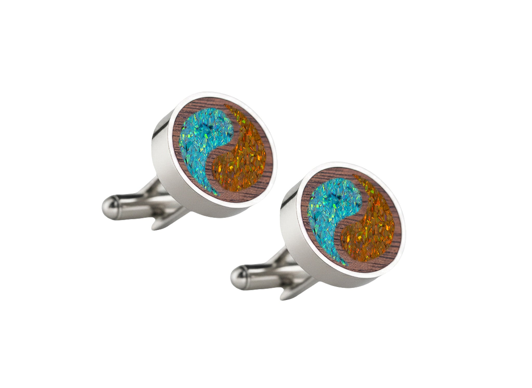 Yin Yang Cufflinks Walnut
