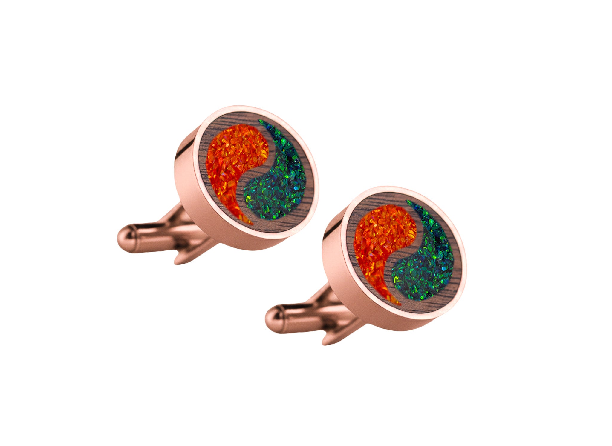 Yin Yang Cufflinks Walnut