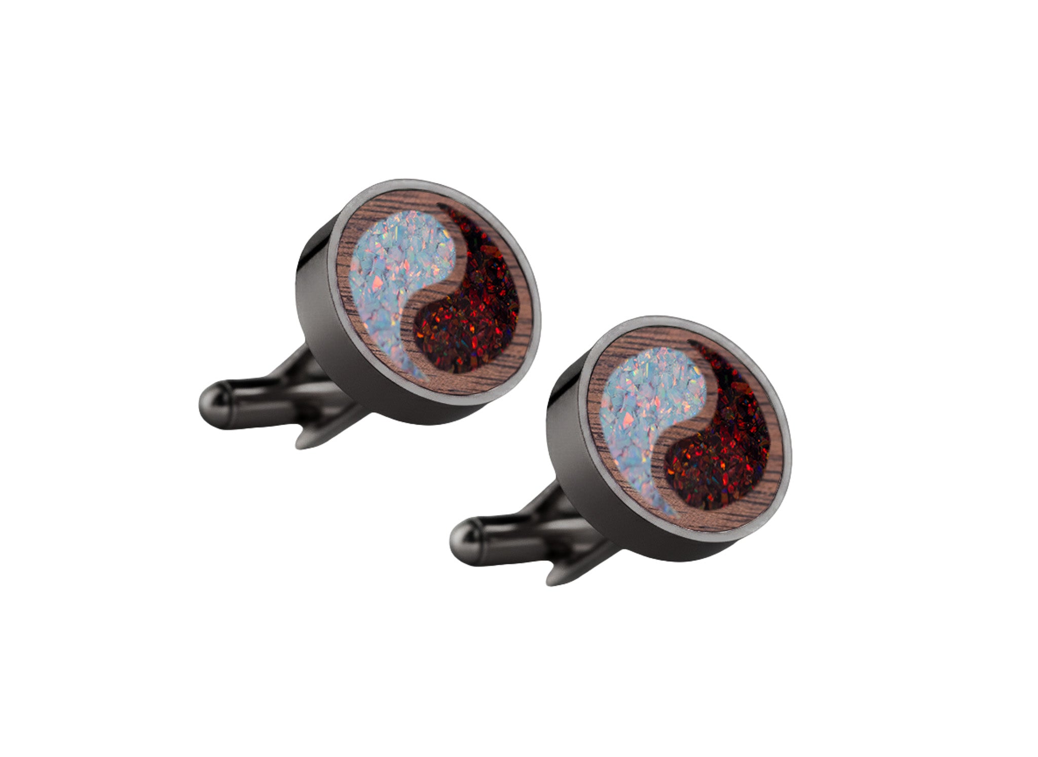 Yin Yang Cufflinks Walnut