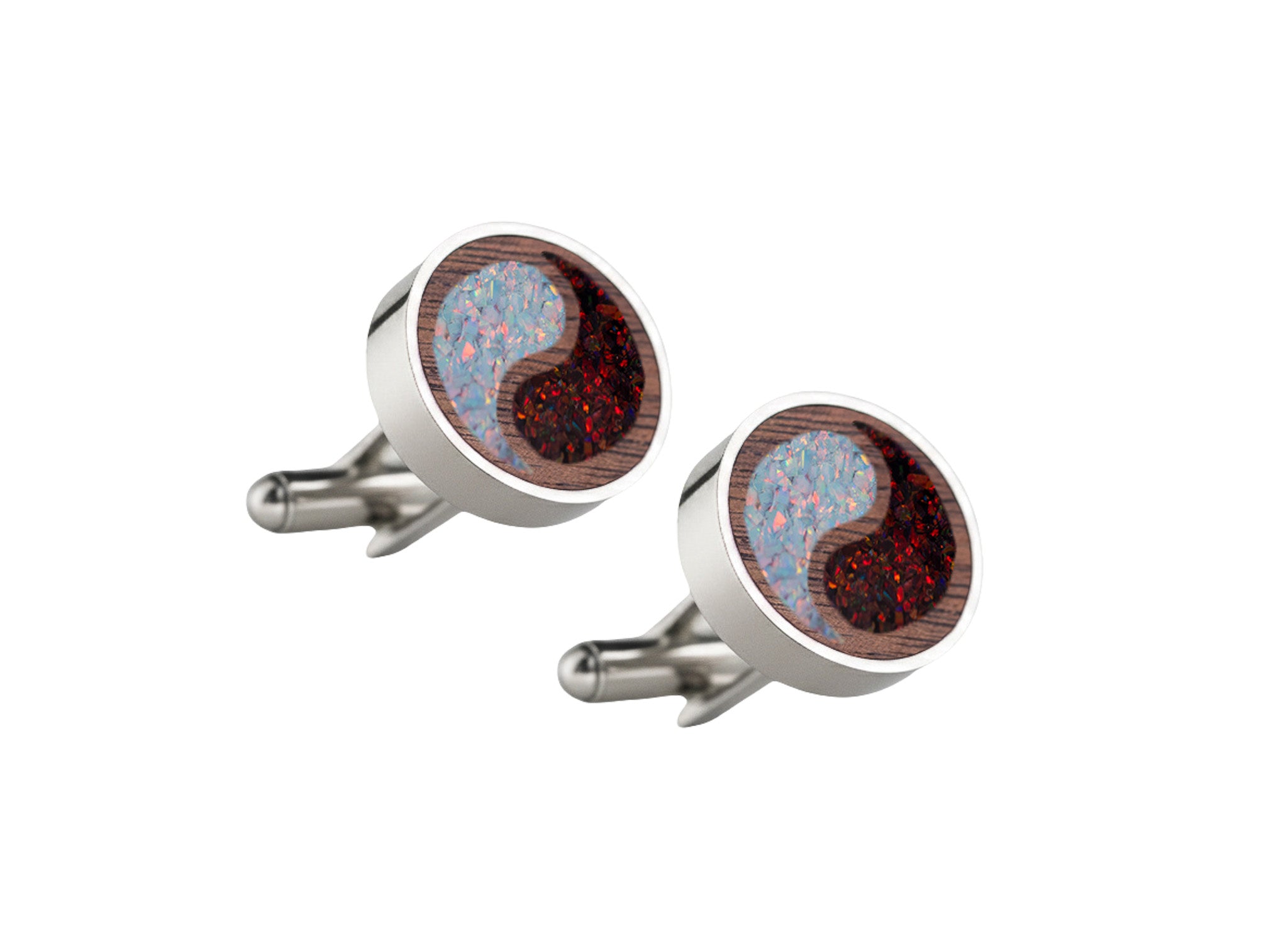 Yin Yang Cufflinks Walnut