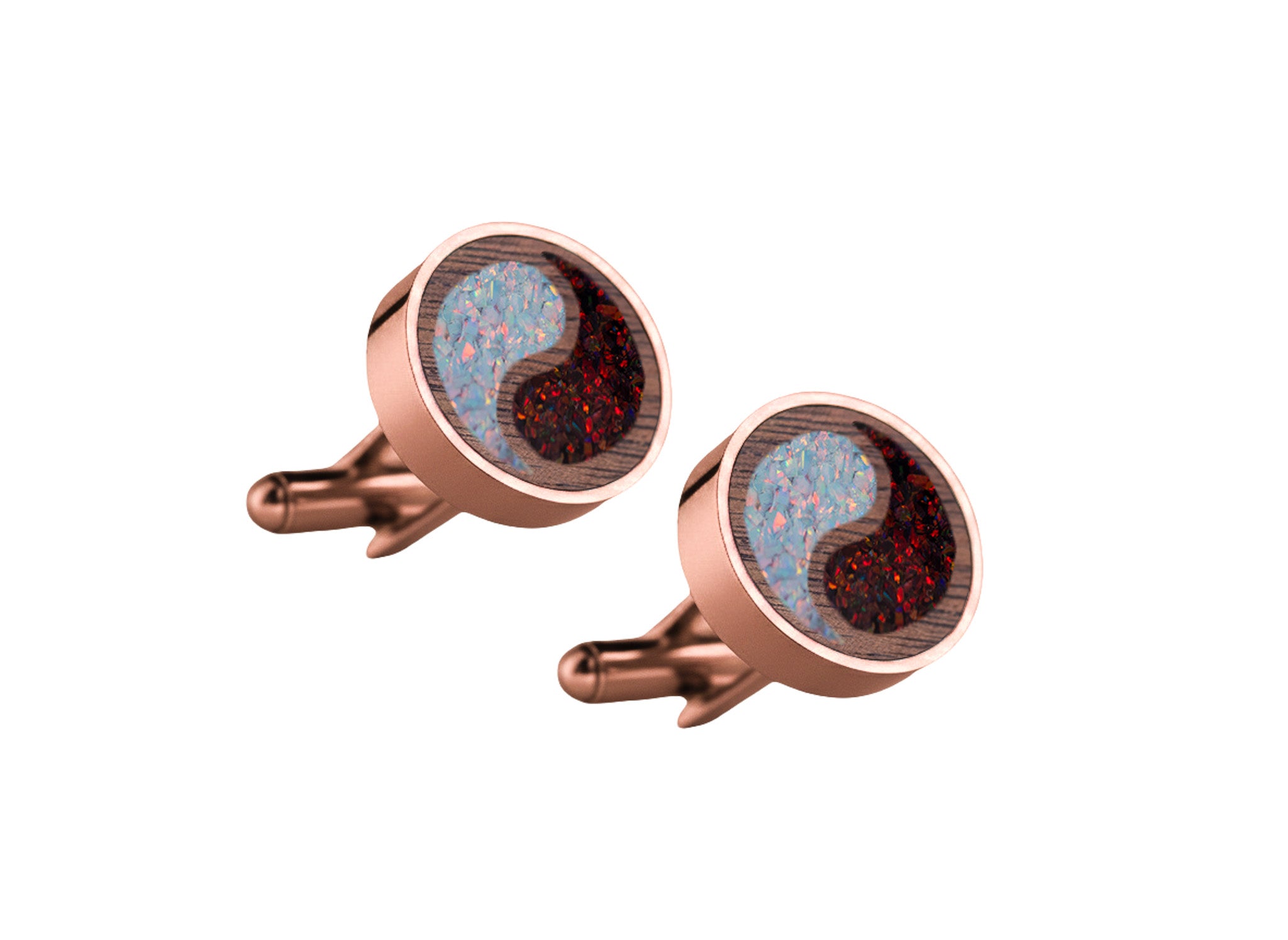 Yin Yang Cufflinks Walnut